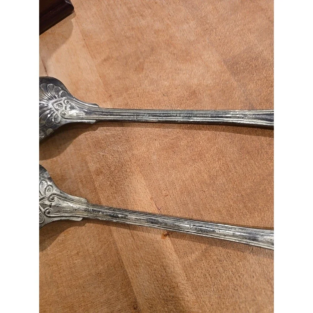 FB ROGERS Silverplate KINGS pattern Salad Serving Set Italy Beautiful